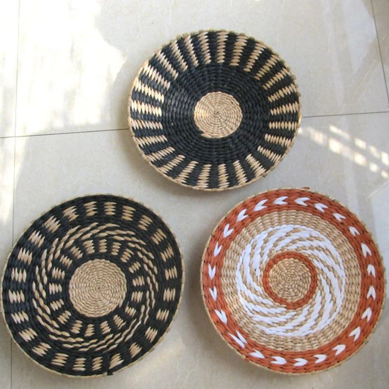Wall Decoration Rattan Grass Weaving Straw Plate for Home Decor